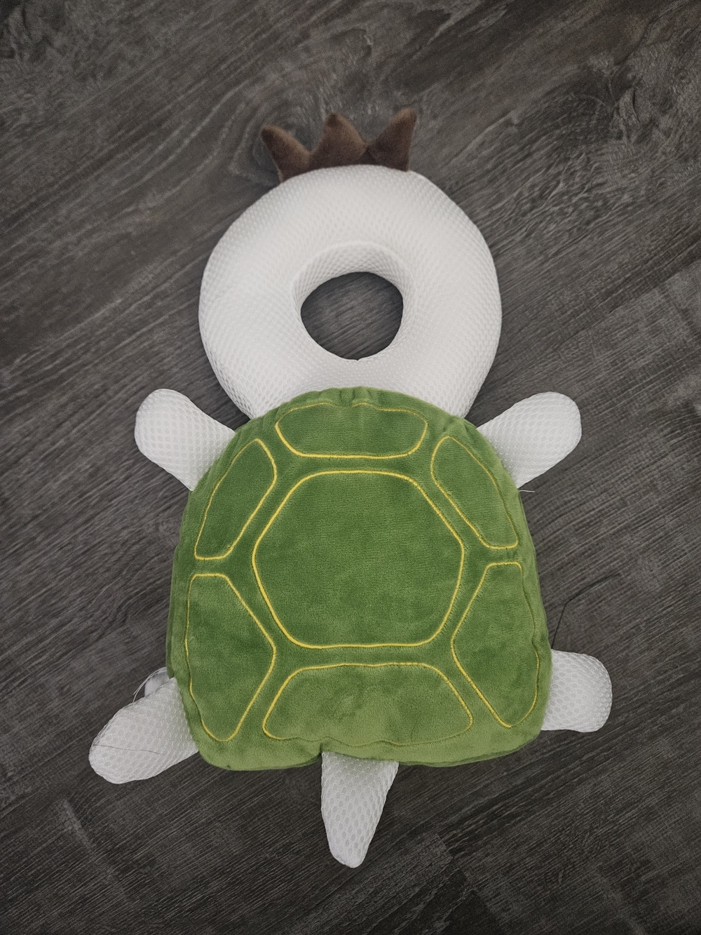 Plush Turtle Head Support Pillow - Green & White